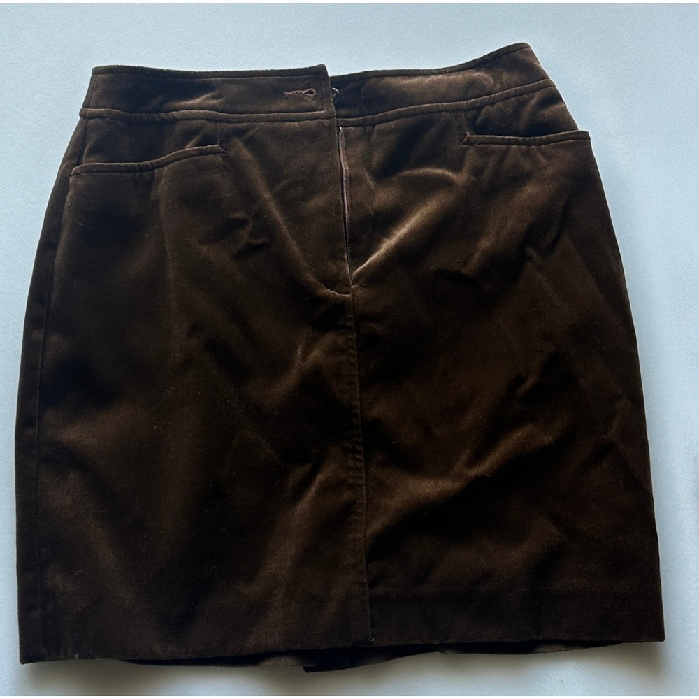 Liz Claiborne Lizsport Brown Velvet Mini Skirt Cotton Size 10 Straight Pencil